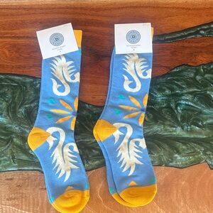 Double D Ranch Blue and Yellow Patterned Socks